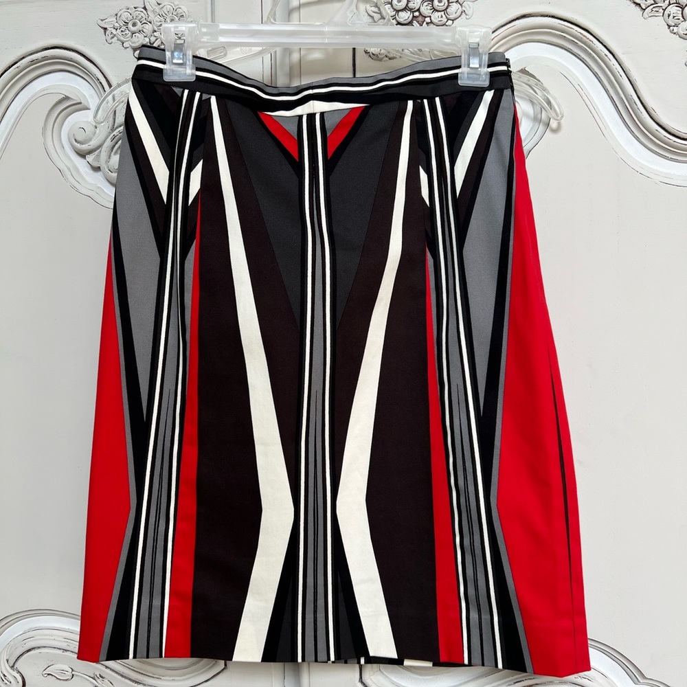 Women's Etcetera - Black/Gray/Red and Cream striped skirt – size 0 [NWT]